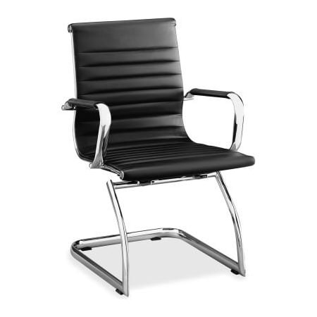 Lorell Lorell Modern Chair Mid-Back Leather Guest Chair - Black - 2/Pack 59539